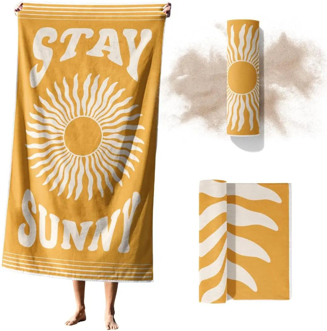 custom Beach Towel with Drawstring Backpack Custom Printed Microfiber towel  logo