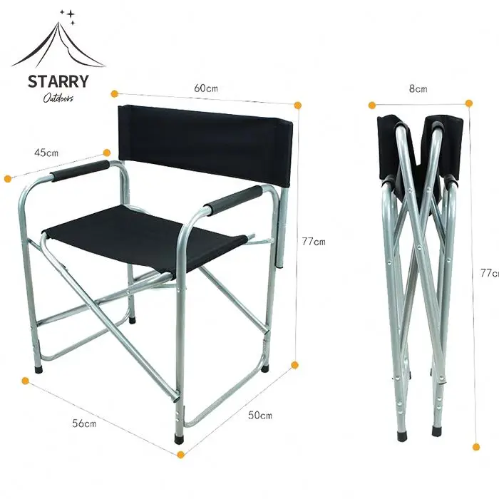 Camping Aluminum Directors Chair Portable Collapsible Metal Tall Folding Outdoor Beach Foldable Picnic Chair