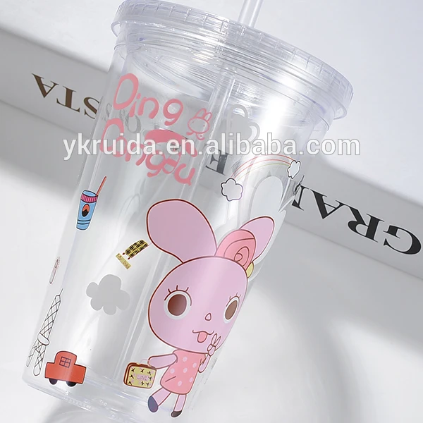 16oz double wall clear plastic tumbler 24oz Hard double wall acrylic cup with straw