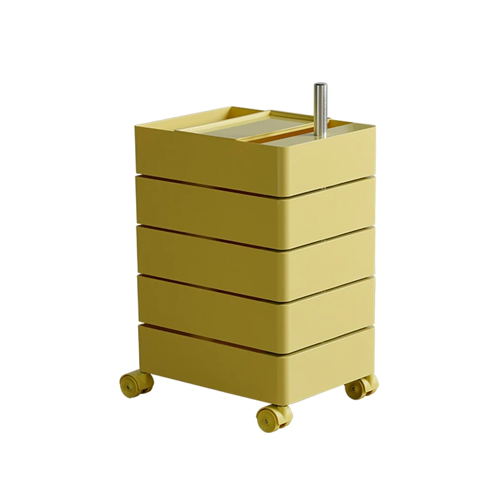 Nordic Multi Function 360 Degree Rotation Movable Plastic Storage Drawers on wheels  With 5 Filling Draw