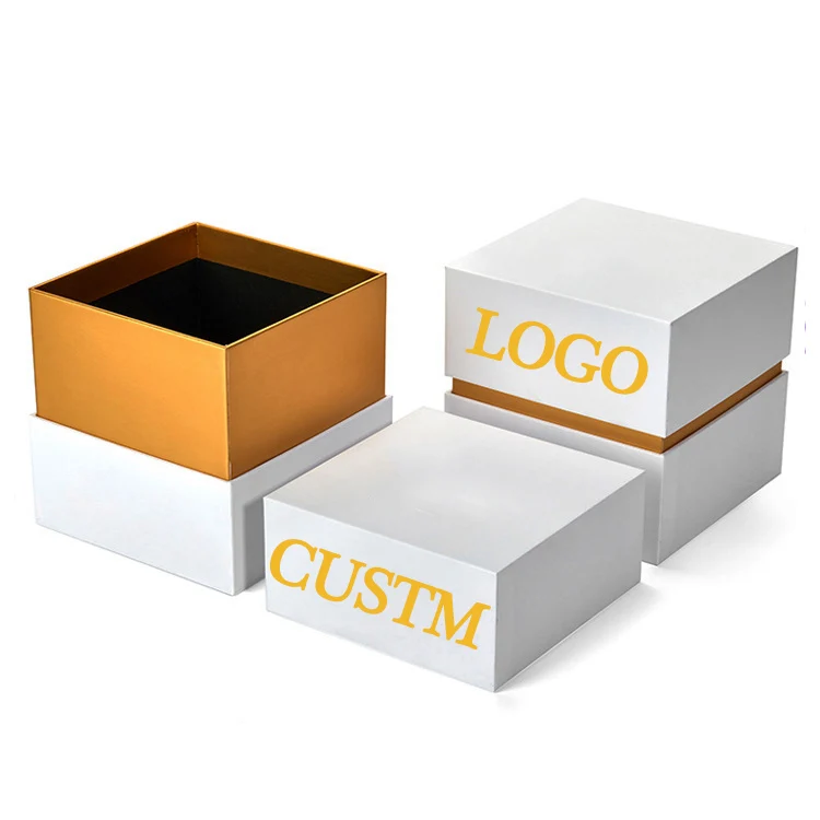 Black white gold Personalized Square Perfume candle box custom printing logo candle rigid paper gift box packaging