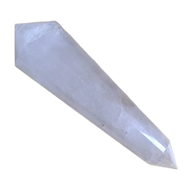 Natural Clear Crystal Doubled Terminated Vogel Points Crystal Pointer 12 Sides Crystal Vogel Wand