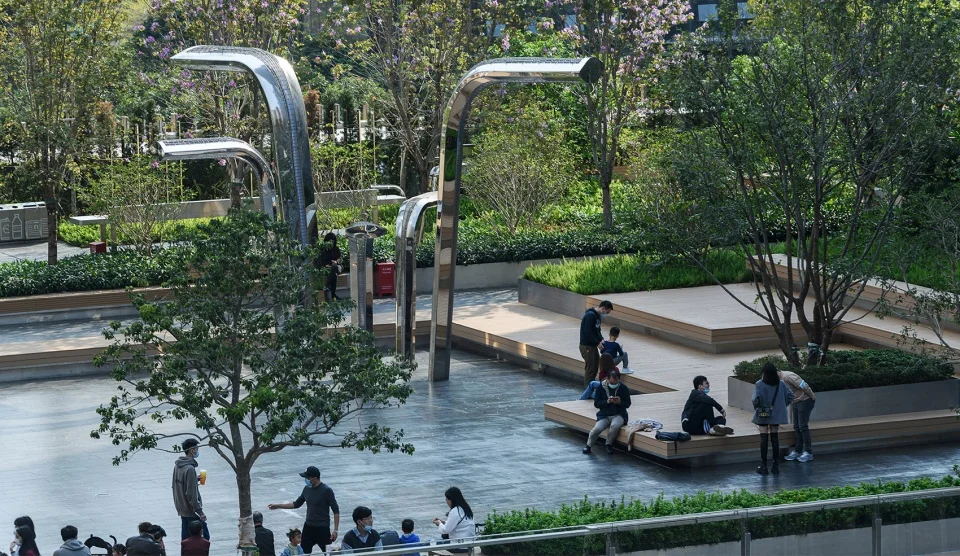 high quality Ss304 Stainless steel Outdoor 3d tree fog spray Mist forest system Sculpture Street tree Motif Arch Decoration art