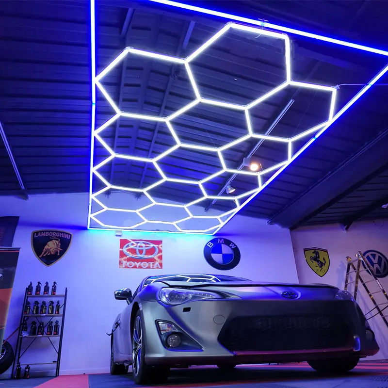 HanYin Led Hexagon Ceiling Remote Deformable Led Garage Lights carwash rgb light