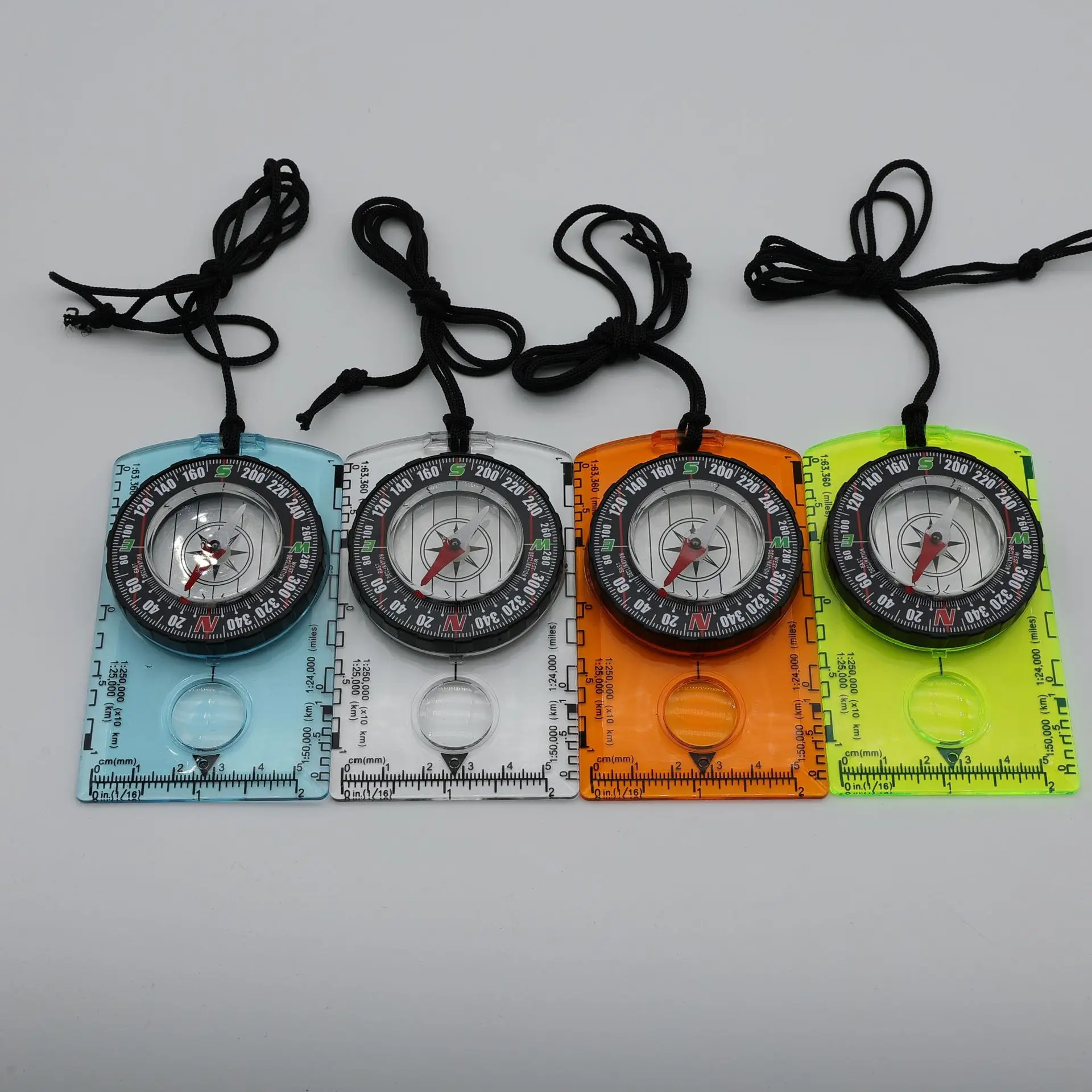 Navigation Backpacking Compass Orienteering Hiking Acrylic Map Ruler Scale Compass Map Reading Compass with Magnifier