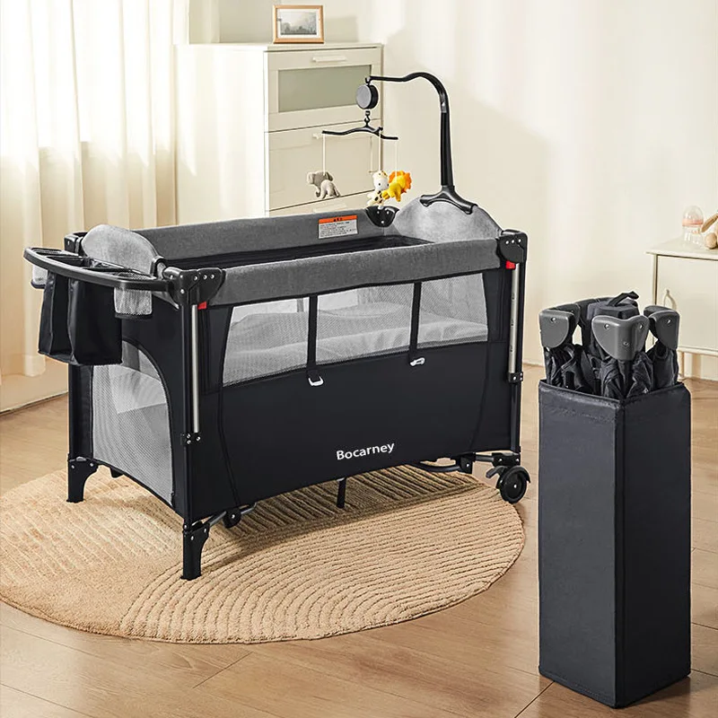 Electric Baby Bed Cribs Portable Foldable Cot Safety Kids Baby Swing Electric Crib