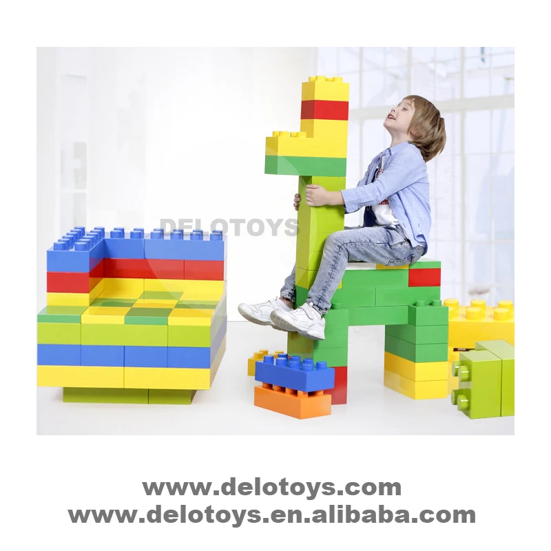 DELO TOYS  giant Building Bricks amusement park WALL Plastic ABS DIY toys Large building block for kids parts 1 x 2 dots (DK011)
