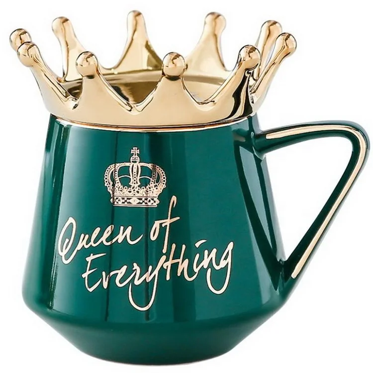 creative luxury ceramic  crown  mug porcelain ceramic  coffee mug with crown lid