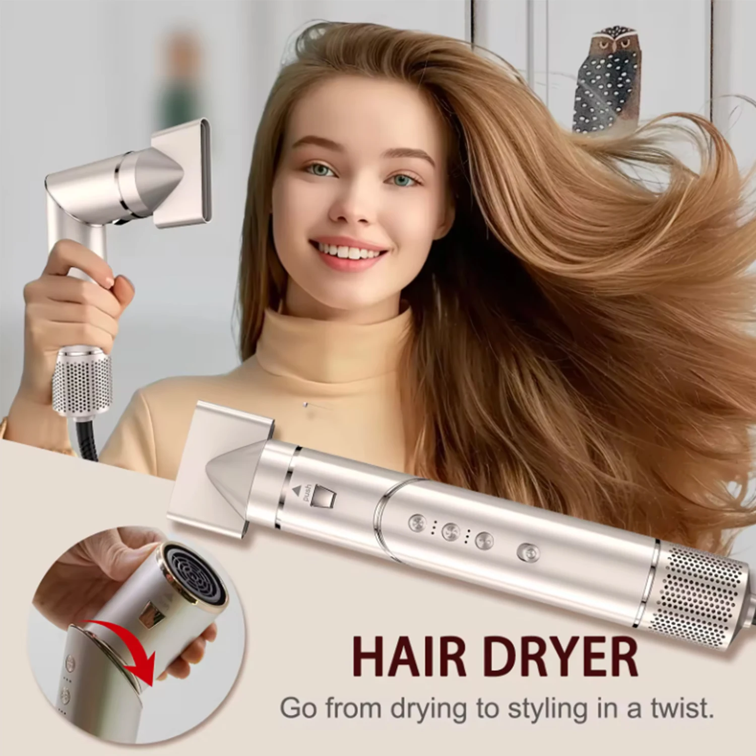 OEM 7 In 1 Multi Hair Styling Tools Hot Air Brush Wrap Styler 110000rpm Ionic Hair Dryer Curlers Straightener Brush Nozzle Set