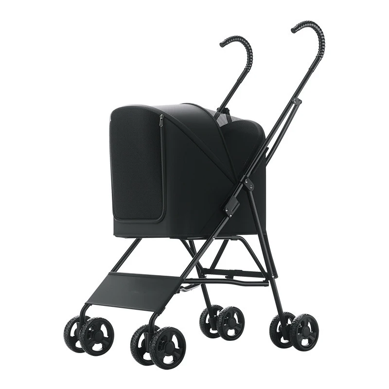 Lightweight Compact Foldable Pet Stroller Dog and Cat Carrier with Four Universal Wheels for Travel and Walking