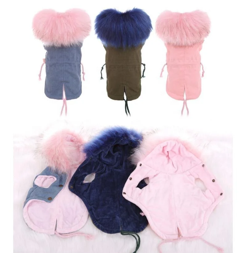 Winter Dog Coat Fleece Dog Parkas Teddy Faux Fur Hoodies Dog Clothes