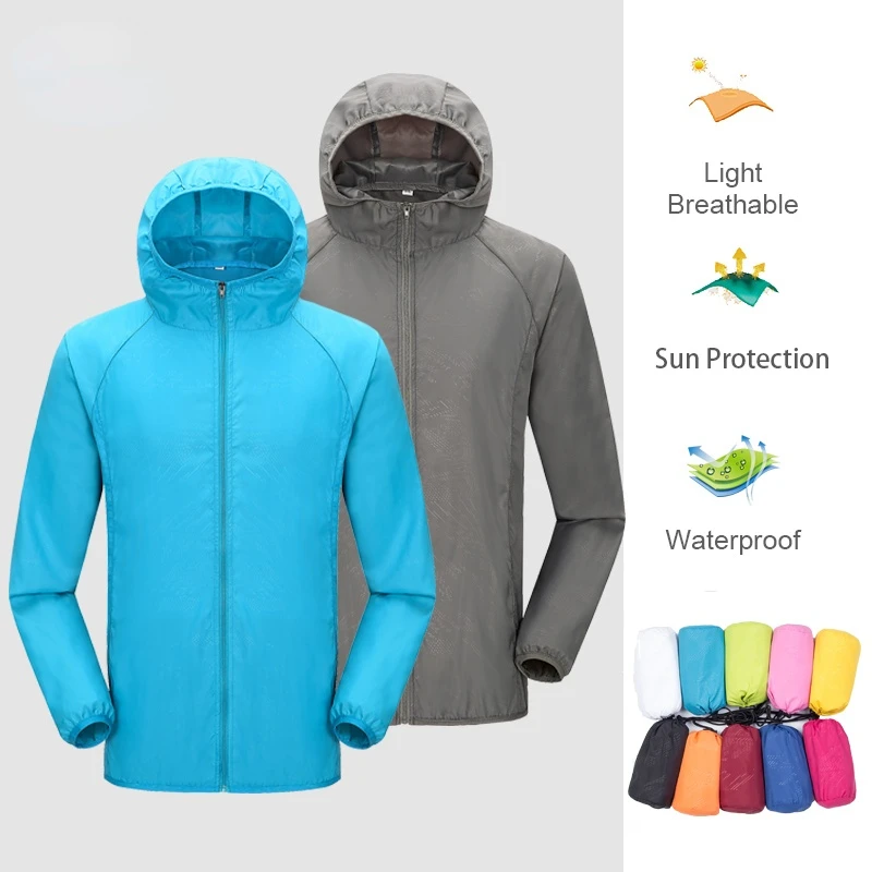 Camping Hiking Jacket Men Women Waterproof Sun Protection Clothing Fishing Hunting Clothes Breathable Skin Windbreaker With Pock
