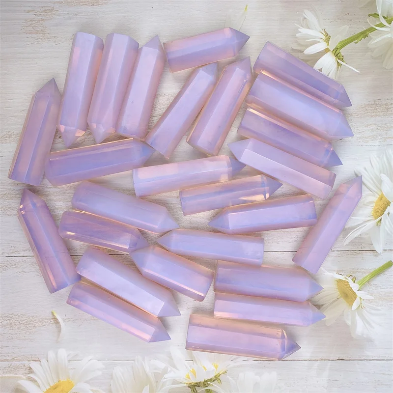 Wholesale natural hand-carved healing crystal  pink opalite tower for decoration