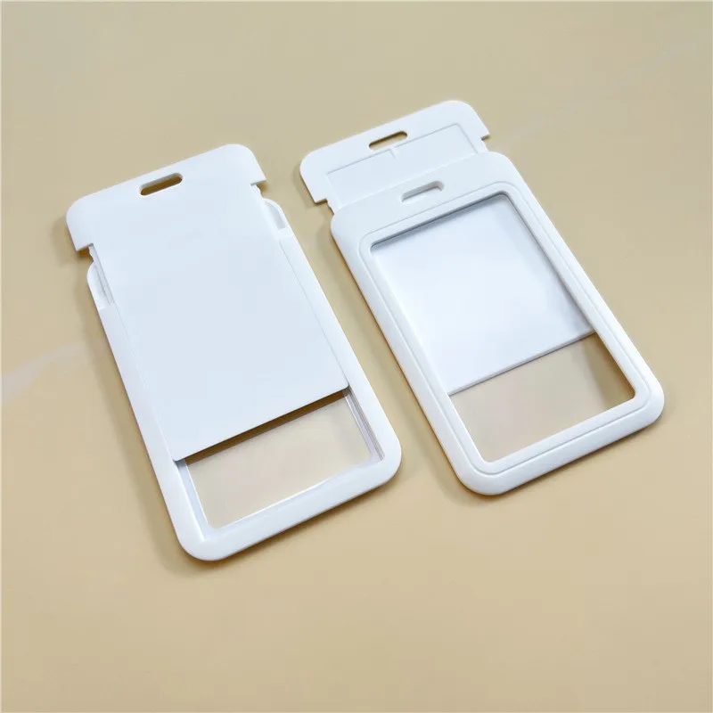 Horizontal slide hard plastic badge one-sided transparent work card cover bus card set cheap student campus card holder