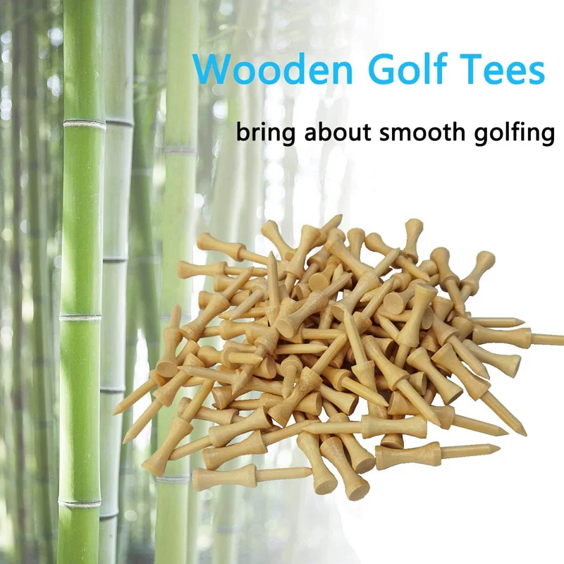 Custom made Step Down Golf Tees 100 Count Wooden Natural colors Bamboo Golf Castle Tees