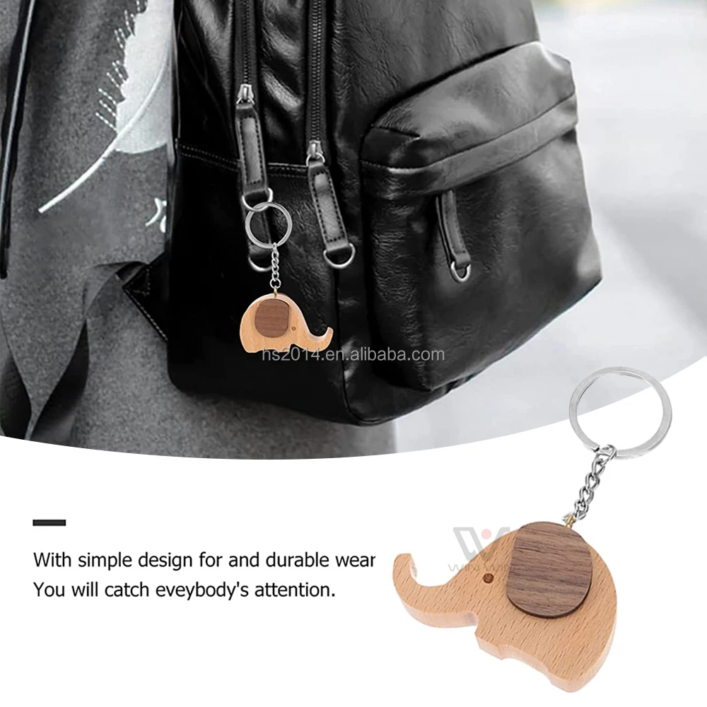 Custom Logo Cherry Koa Wood Keychain Keyring Custom Cute Elephant Keyrings For Handbag Holder