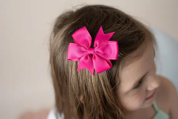 
7.6cm 3 inch 20 Colors Custom Wholesale grosgrain ribbon pinwheel Girls hair bows with Hair Clips 