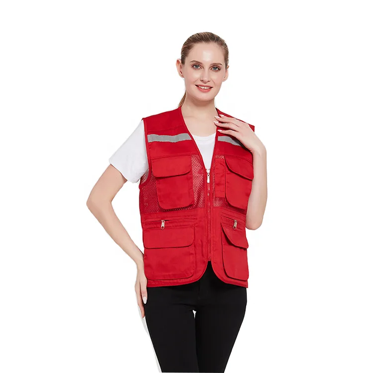 Safety Workwear Vest With Mesh Pocket Men Fishing Vest With Mesh