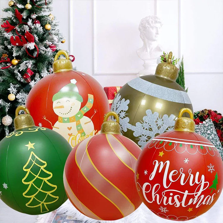 40% off 24 Inch Light up PVC Inflatable Christmas Ball Xmas Blow up Ball Decorations Xmas Giant Inflatable Decorated Ball