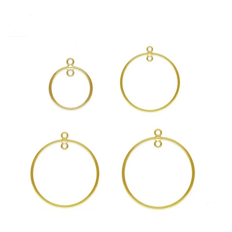Geometric Circle Earrings Connector Charms 14K Gold Filled 15-30MM Round Drop Pendant With Ring for Large Hoop Making