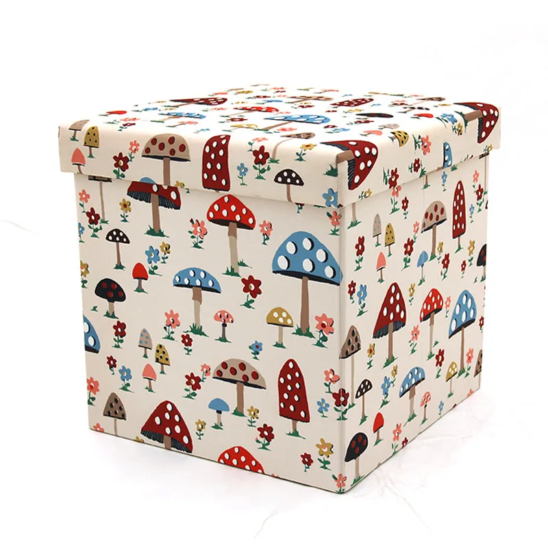 Reatai modern printed color foldable cube led living room storage stool ottoman