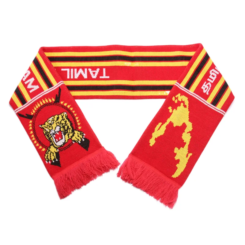 Promotional Football Fans Club 100% Acrylic Customized Double Side Knitted Scarf