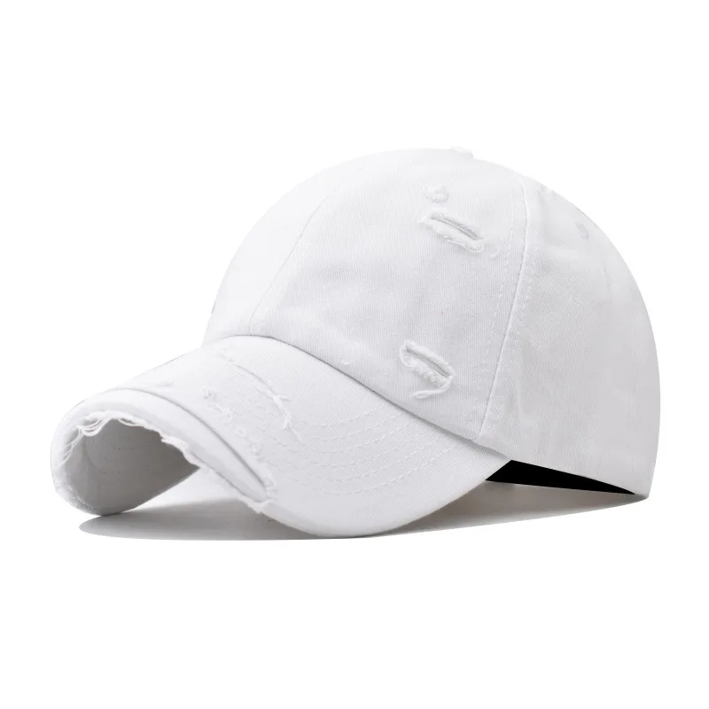 Hot selling distressed pure cotton worn-out washed baseball cap in solid color