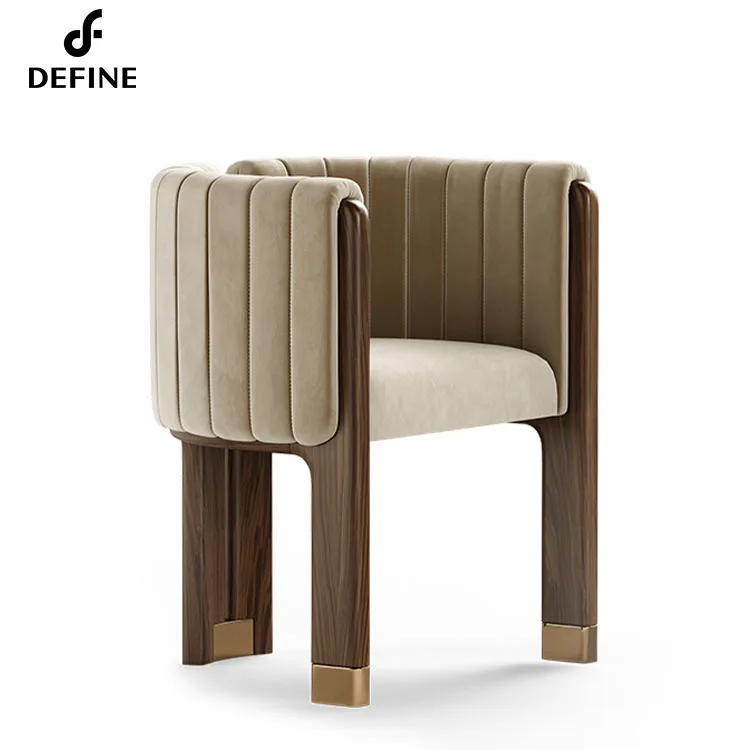 Light luxury wooden frame with comfortable sitting living room arm chair for villa