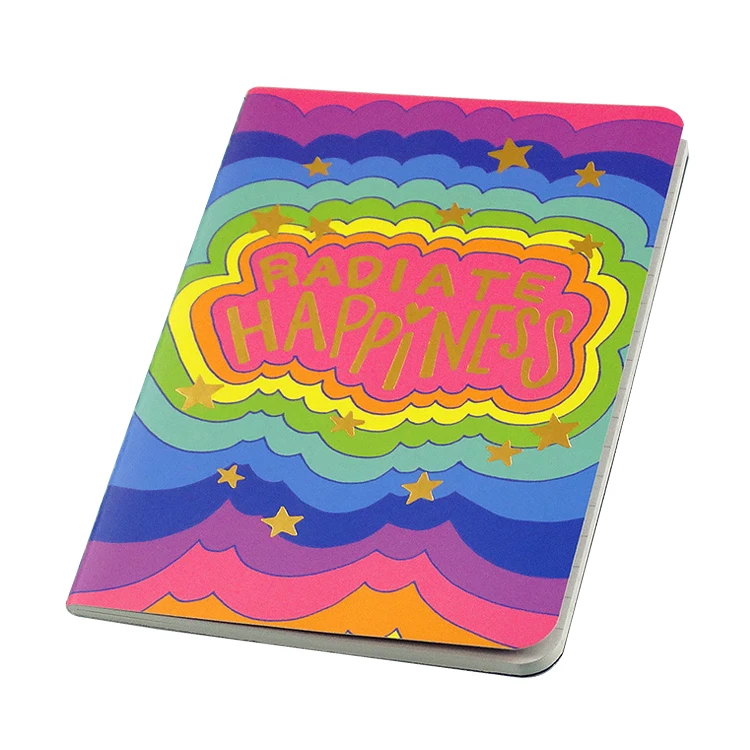 Shine Cheap Full Color Print Paper Diary,  full color CMYK and  gold foil print  cover notebook ,custom design