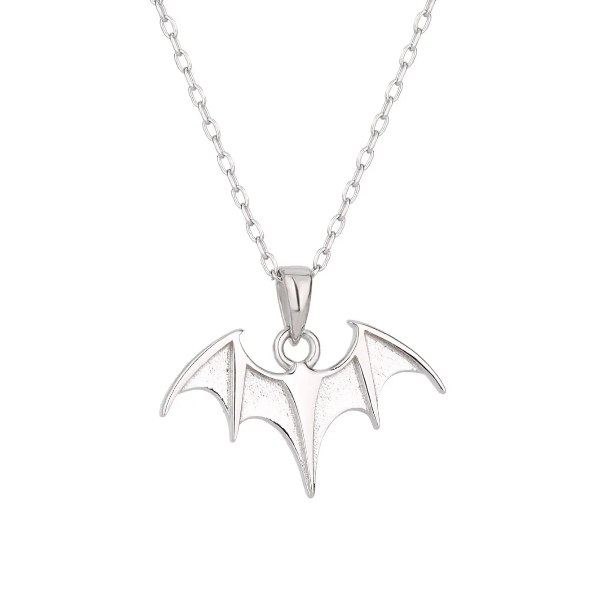 European and American new popular personalized S925 silver minimalist bat element silver necklace electroplated white gold