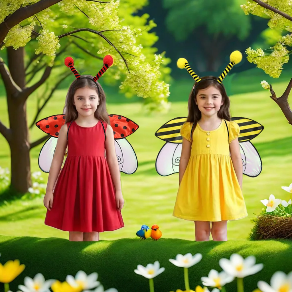 New Halloween holiday party masquerade ball Costume as an insect wing Ladybug bee wings 2-piece set