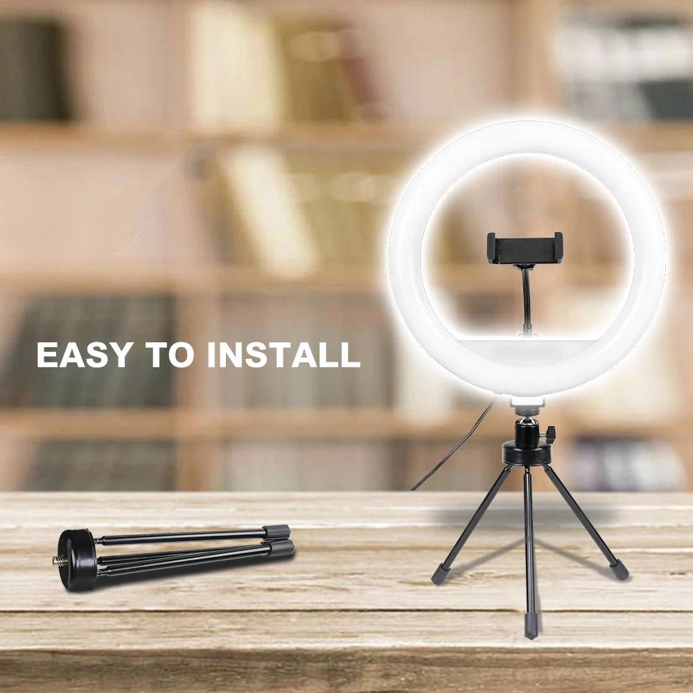 Zomei 10 inch led ringlamp live youtube film makeup ring light with tripod standPhoto Studio Desktop lighting