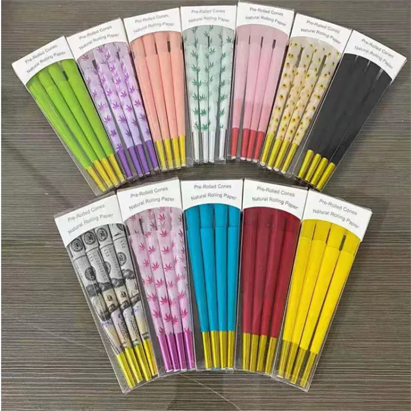 Colorful Custom Logo Flavored Rolling Paper Smoking Paper King Size Pre Rolled Cones with Factory Price