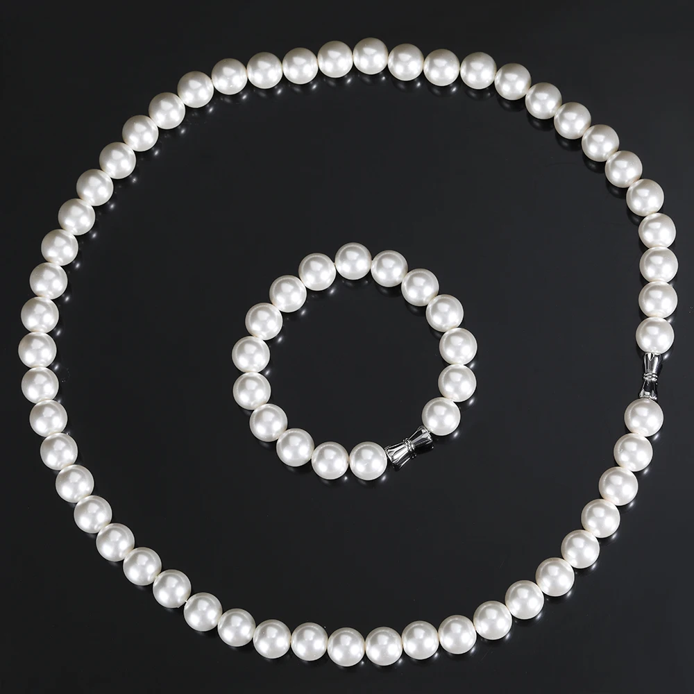 Hip Hop 6/8/10/12mm Glass Pearl Bead White Pearls For Jewellery Making Round Pearl Choker Necklace For Women