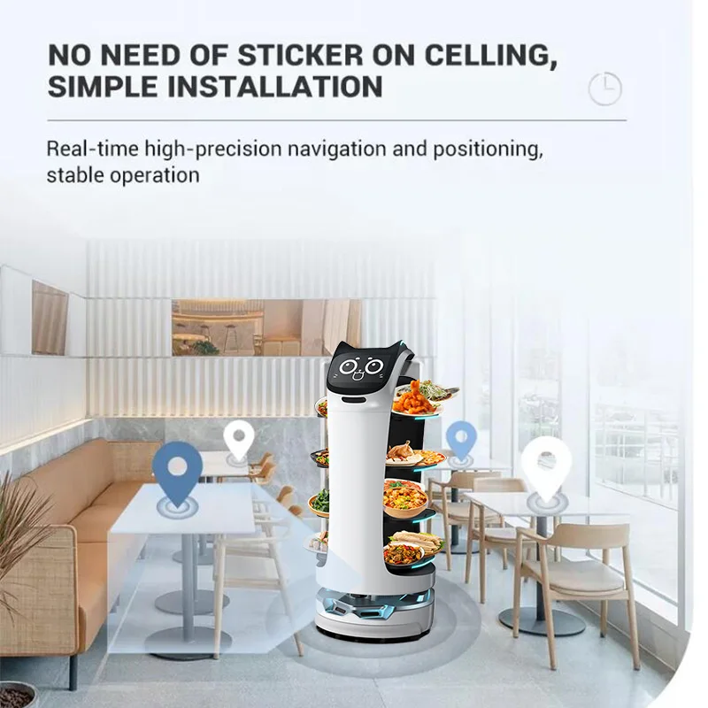 2023 New Hot Laser Restaurant Robot Serving Drone Waiter Smart Service Meal Food Delivery Commercial Robot Waiter