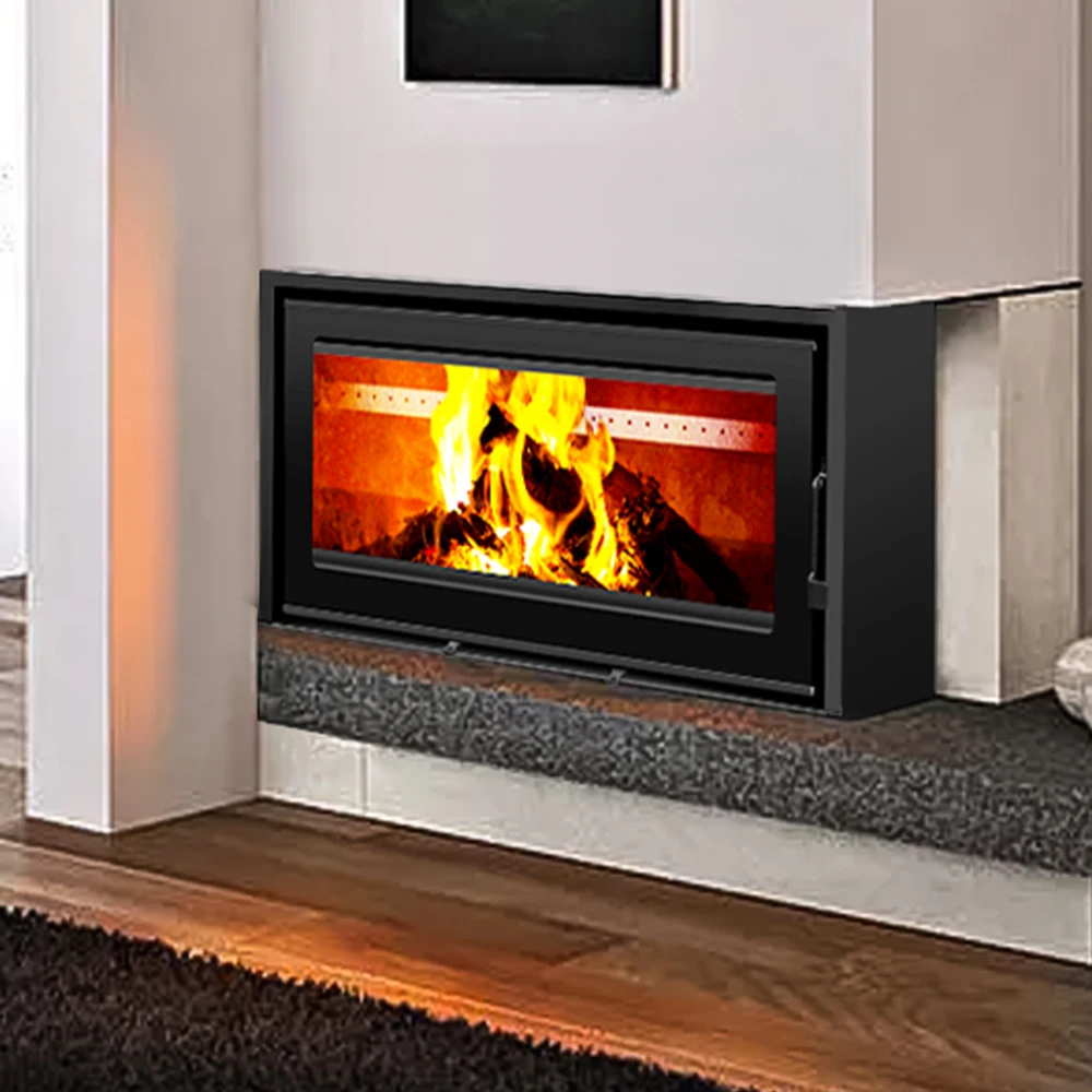 The latest sales Mild Steel matt black Wood burning stove with glass door