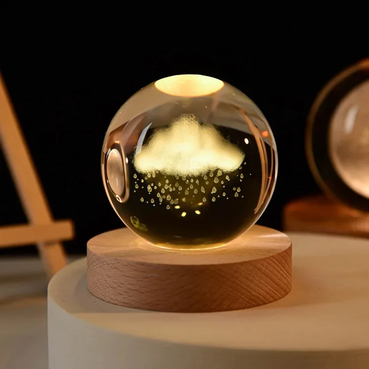 3d Moon Nebula Saturn Laser Engraved Crystal Crafts Ball Usb Table Lamp for Christmas Kid Gift Bedside Desk Decor Night Light