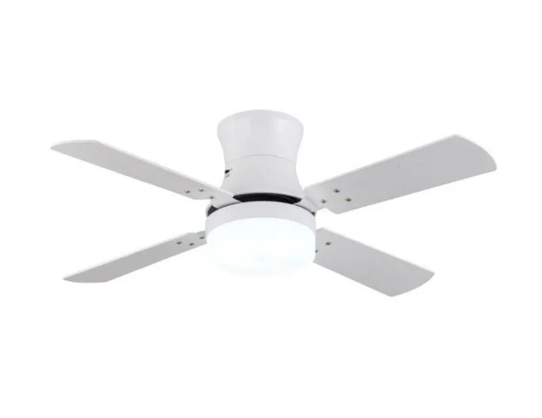modern decoration living room  white blade smart mini remote control led light ceiling fan