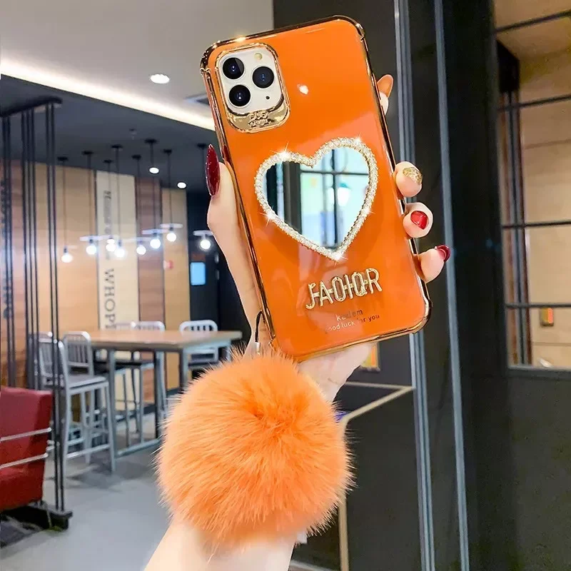 Роскошный модный зеркальный чехол с покрытием в форме сердца для телефона Iphone 11 12 13Pro Max 7 Plus X XR, Блестящий Мягкий силиконовый чехол