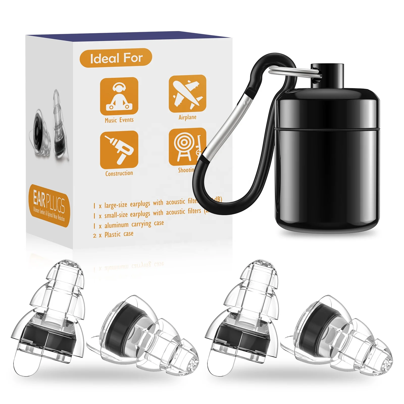 Silicone Noise-Canceling Concert Earplugs Hearing Protection for Musicians and Music Lovers with Effective Noise Reduction