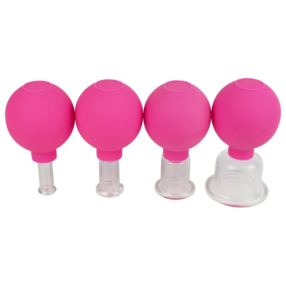 16 years Dongguan manufacturer Face Cupping set 4 cups facial body massage face cupping set beauty care glass vacuum cupping