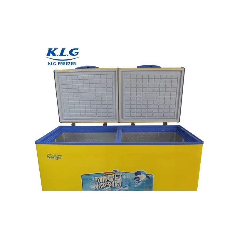 Double temperature folding doors deep freeze ice cream chest freezers for household