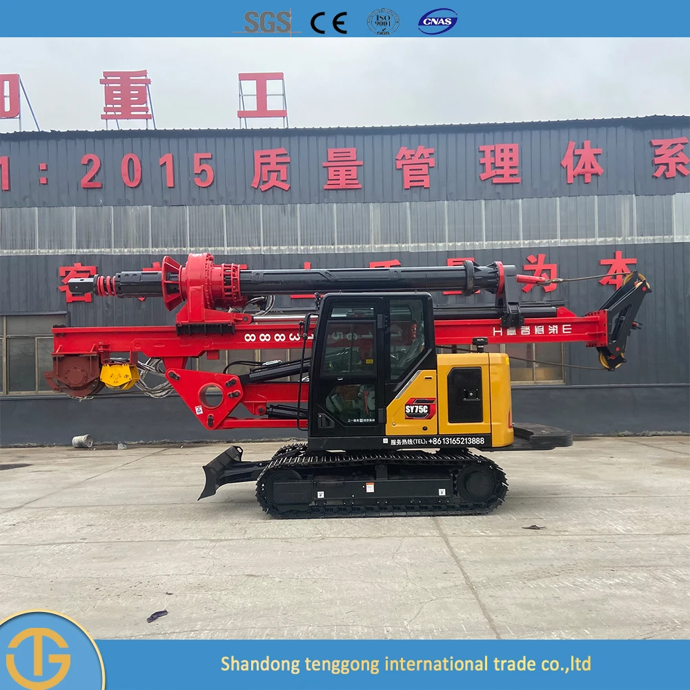 Low Fuel Consumption 55KW Portable Small Hydraulic Pile Driver Earth Screw Pile Driver Machine
