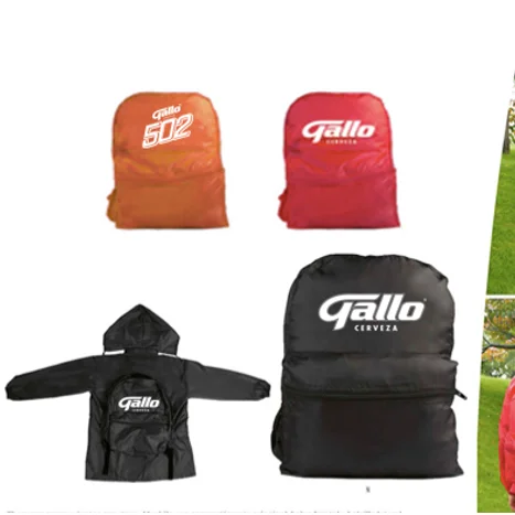 DL081 folding outdoor windproof jacket folded into a pouch with backpack on the back for Outdoor traveling or camping