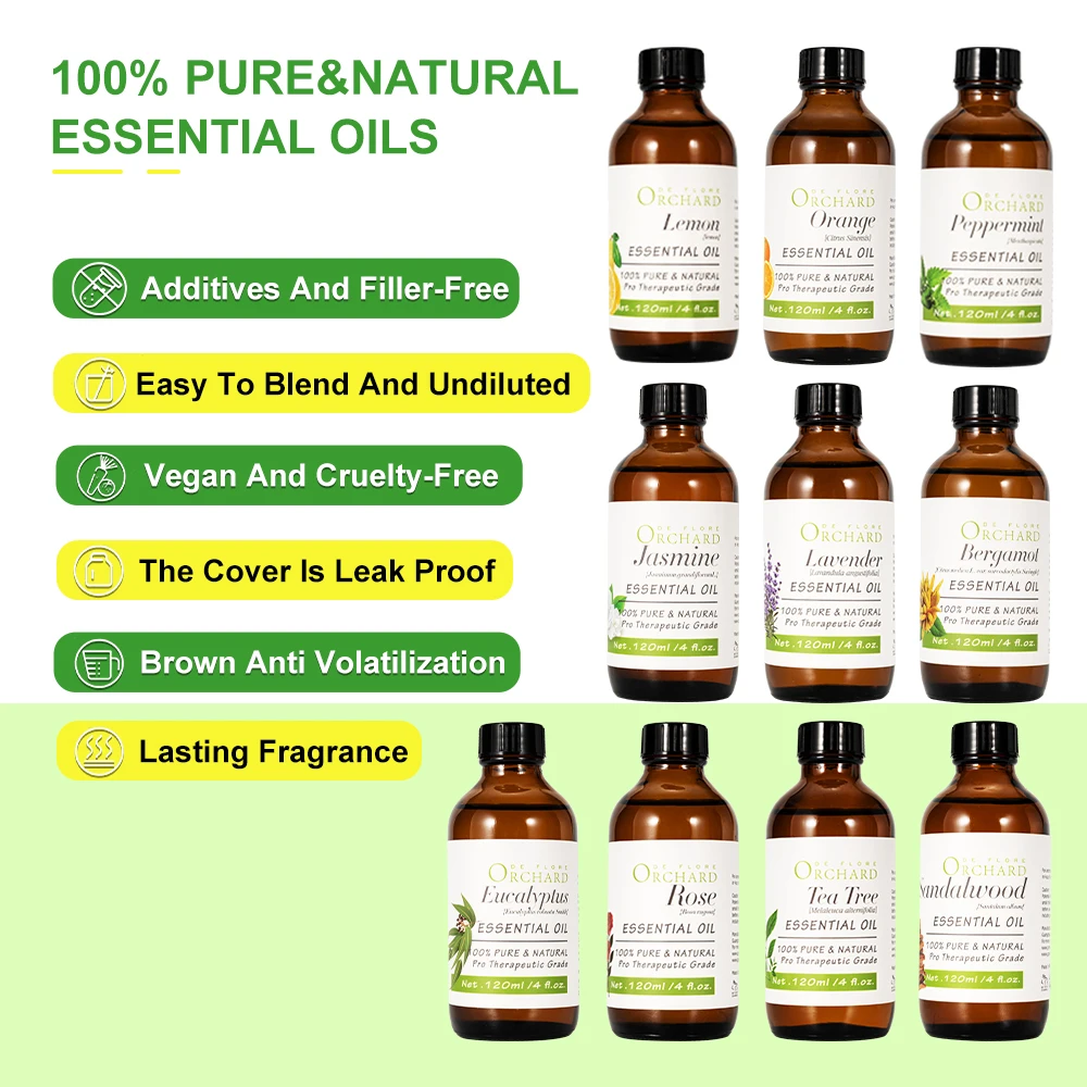 ORCHARD DE FLORE Hot Selling 100% Pure Organic Lavender Tea Tree Humidifier Diffuser Aroma Essential Oil