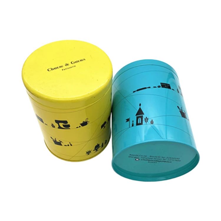 manufacturers supply round tinplate box metal food packaging can with push lid tin tea