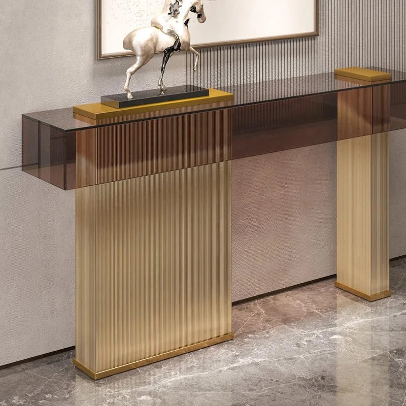Factory Hot sell Minimalist Style Home Decorate Furniture Console Tables Living Room Oblong Glass Acrylic Hallway Table