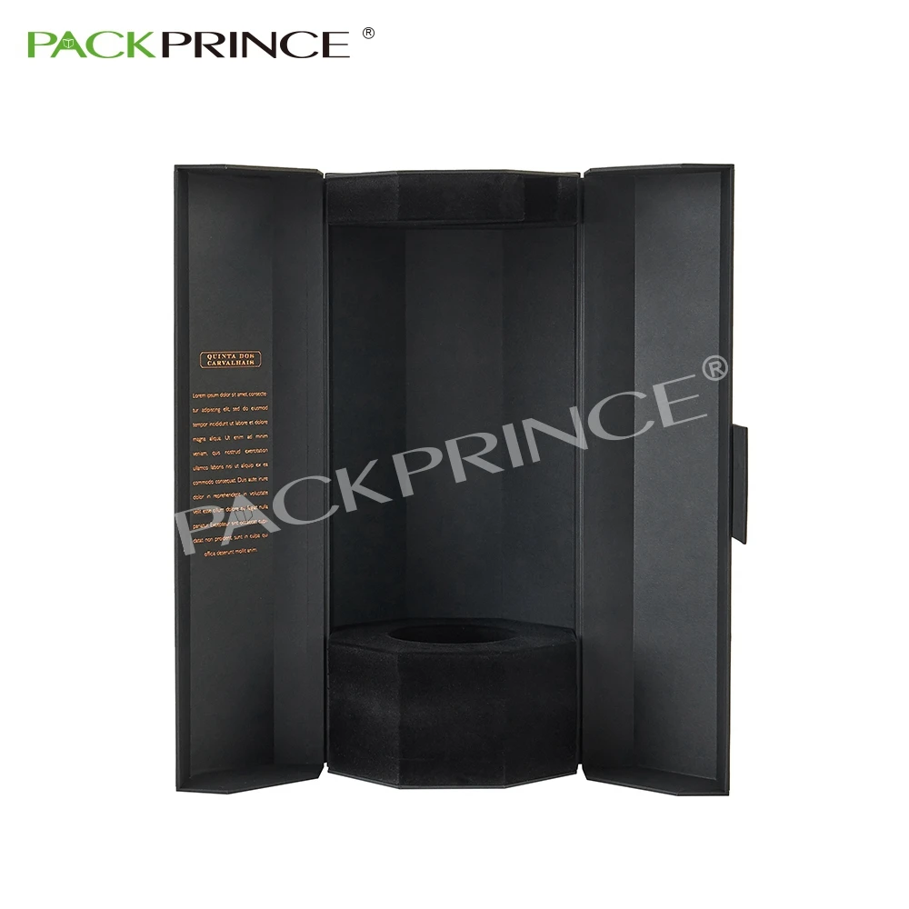 Custom Luxury Hexagon Black Rigid Wine Brandy Whisky Vodka Packaging Gift Paper Box Wholesale Coffret Cadeau Pour Liqueur