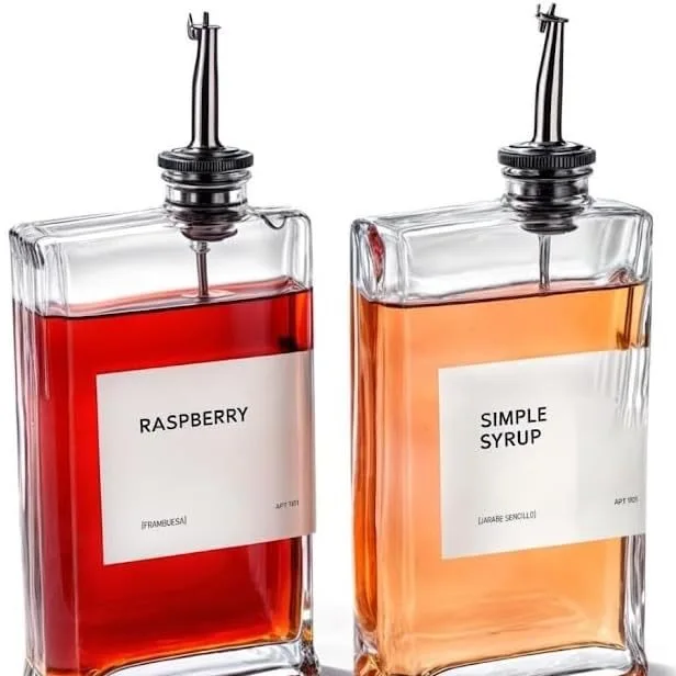 Wholesale square glass bottle 350ml 500ml olive oil bottle dispenser with Pourers