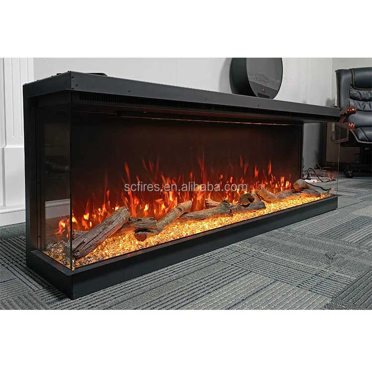 Modern Electric Fireplaces heater 750w/1500w/2000w/3000w optional ,7 COLORS,3 sided view, PTC fan and heater